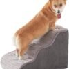 Dog Stairs for Small Dogs & Cats 15.7" H, High Density Foam Dog Steps Ramp for Couch Sofa and Chair, Pet Stairs with Non-Slip Bottom and Remove Washable Cover