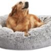 Calming Donut Dog Bed, 36 Inches Round Fluffy for Large Dogs, Anti-Anxiety Plush, Machine Washable