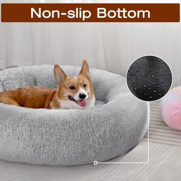 Dog & Cat Bed, Calming Anti-Anxiety Pet Bed for Small Dogs, Fluffy Donut Cushion for Small and Medium Pets