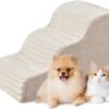 Dog Stairs for Small Dogs & Cats 15.7" H, High Density Foam Dog Steps Ramp for Couch Sofa and Chair, Pet Stairs with Non-Slip Bottom and Remove Washable Cover