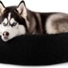 Dog & Cat Bed for Indoor Cats, 20in Calming Donut Bed for Puppy and Kitten, Washable Round Fluffy Pet Bed for Small Medium Dogs and Cats (Light Grey)