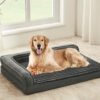 Orthopedic Dog Beds for Large Dogs, XLarge Waterproof Dog Bed with L Bolster Sides, Washable Big Pet Bed with Removable Cover & Non-Slip Bottom, 40 x 28 inch, Gray
