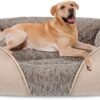 Large Dog Bed for Large Medium Small Dogs, Rectangle Washable Orthopedic Dog Bed, Soft Calming Sleeping Puppy Bed Durable Pet Cuddler with Anti-Slip Bottom