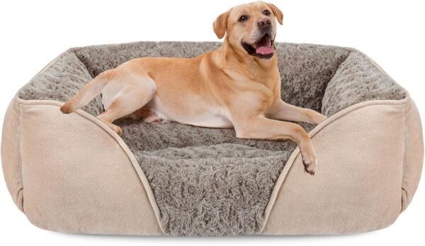 Large Dog Bed for Large Medium Small Dogs, Rectangle Washable Orthopedic Dog Bed, Soft Calming Sleeping Puppy Bed Durable Pet Cuddler with Anti-Slip Bottom