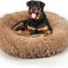 Dog Bed, Cat Calming Bed, Faux Fur Pillow Pet Donut Cuddler Round Plush Bed for Large Medium Small Dogs and Cats