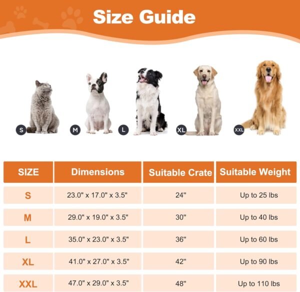 Deluxe Washable Dog Bed for Large Dogs Dog Crate Mat 35 Inch Comfy Fluffy Kennel Pad Anti-Slip for Dogs Up to 60 lbs, 35" x 23", Grey