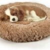 Dog Bed, Cat Calming Bed, Faux Fur Pillow Pet Donut Cuddler Round Plush Bed for Large Medium Small Dogs and Cats