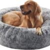 36 inches Donut Dog Bed for Large Dogs - Calming Fluffy Round Pet Bed with Removable & Washable Cover,Fits up to 80 lbs Pets