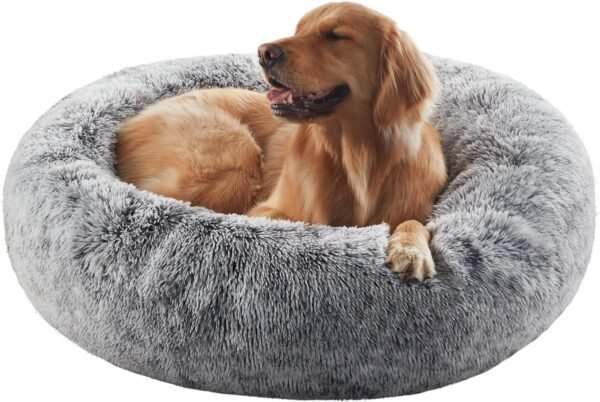 36 inches Donut Dog Bed for Large Dogs - Calming Fluffy Round Pet Bed with Removable & Washable Cover,Fits up to 80 lbs Pets