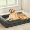 Orthopedic Dog Beds for Large Dogs, XLarge Waterproof Dog Bed with L Bolster Sides, Washable Big Pet Bed with Removable Cover & Non-Slip Bottom, 40 x 28 inch, Gray