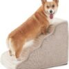Dog Stairs for Small Dogs & Cats 15.7" H, High Density Foam Dog Steps Ramp for Couch Sofa and Chair, Pet Stairs with Non-Slip Bottom and Remove Washable Cover