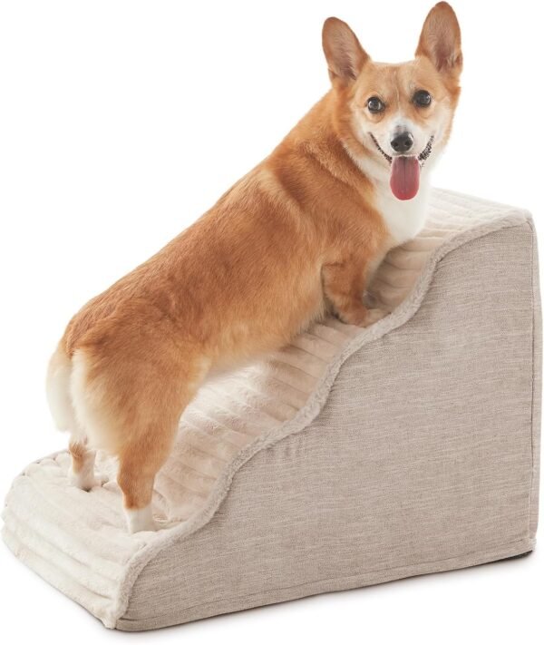 Dog Stairs for Small Dogs & Cats 15.7" H, High Density Foam Dog Steps Ramp for Couch Sofa and Chair, Pet Stairs with Non-Slip Bottom and Remove Washable Cover