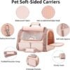 Cat Carrier, 4 Mesh Windows Small Dog Carrier, 4 Storage Pockets Cat Travel Bag, Under 15 lb Airline Approved Pet Carrier, Rollable Cover for Nervous Cats, Pink