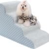 Dog Stairs Ramp for Couch 15.7" H, 3-Step Pet Stairs for Small Dogs with High Density Foam, Dog Slope Stairs with Durable Non-Slip Bottom for Puppy