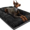 Deluxe Washable Dog Bed for Large Dogs Dog Crate Mat 35 Inch Comfy Fluffy Kennel Pad Anti-Slip for Dogs Up to 60 lbs, 35" x 23", Grey
