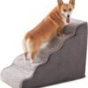 Dog Stairs for Small Dogs & Cats 15.7" H, High Density Foam Dog Steps Ramp for Couch Sofa and Chair, Pet Stairs with Non-Slip Bottom and Remove Washable Cover
