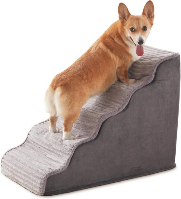Dog Stairs for Small Dogs & Cats 15.7" H, High Density Foam Dog Steps Ramp for Couch Sofa and Chair, Pet Stairs with Non-Slip Bottom and Remove Washable Cover