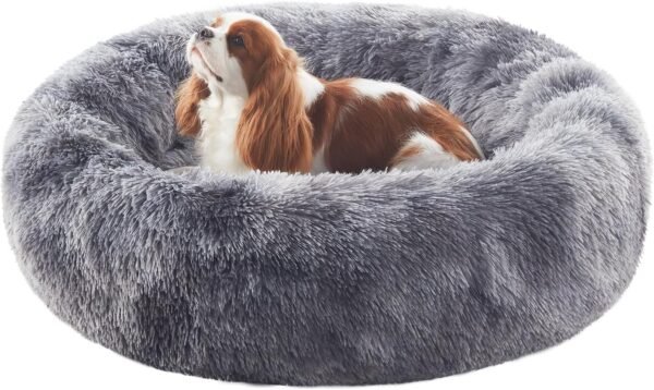 36 inches Donut Dog Bed for Large Dogs - Calming Fluffy Round Pet Bed with Removable & Washable Cover,Fits up to 80 lbs Pets
