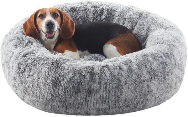 36 inches Donut Dog Bed for Large Dogs - Calming Fluffy Round Pet Bed with Removable & Washable Cover,Fits up to 80 lbs Pets