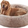 36 inches Donut Dog Bed for Large Dogs - Calming Fluffy Round Pet Bed with Removable & Washable Cover,Fits up to 80 lbs Pets