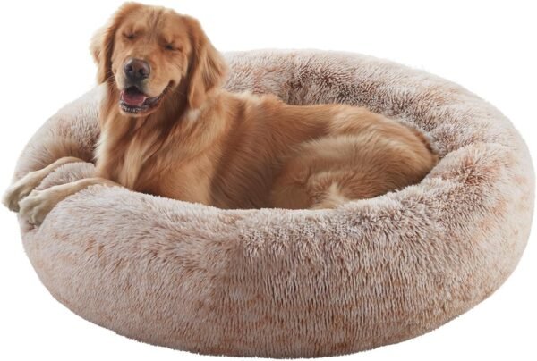 36 inches Donut Dog Bed for Large Dogs - Calming Fluffy Round Pet Bed with Removable & Washable Cover,Fits up to 80 lbs Pets