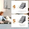 Dog Stairs for Small Dogs,5-Step Dog Steps for High Bed and Couch, High-Density Foam Pet Steps with Supporting Board, Non-Slip Removable Washable Cover