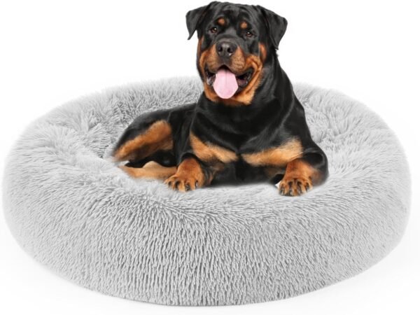 Dog Bed, Cat Calming Bed, Faux Fur Pillow Pet Donut Cuddler Round Plush Bed for Large Medium Small Dogs and Cats