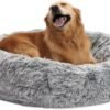 Calming Donut Dog Bed, 36 Inches Round Fluffy for Large Dogs, Anti-Anxiety Plush, Machine Washable