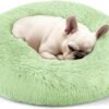 Dog & Cat Bed for Indoor Cats, 20in Calming Donut Bed for Puppy and Kitten, Washable Round Fluffy Pet Bed for Small Medium Dogs and Cats (Light Grey)
