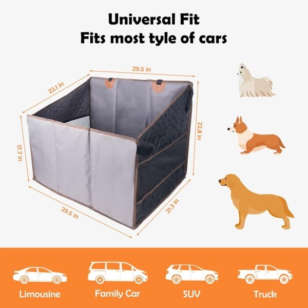 Large Dog Car Seat for Back Seat,Waterproof Back Seat Extender for Dogs with Hard Bottom,Half Back Seat Pet Cover for SUVs/Trucks,Foldable Pet Car Seat with Non-Slip Bottom