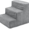 Dog Stairs & Steps - Foam Steps for Small Dogs & Cats, Non-Slip Indoor Balanced Pet Step Support, Dog Ramp, No Assembly, Ash Gray Linen, 2-Step (12-inch Height)
