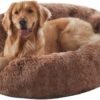 36 inches Donut Dog Bed for Large Dogs - Calming Fluffy Round Pet Bed with Removable & Washable Cover,Fits up to 80 lbs Pets