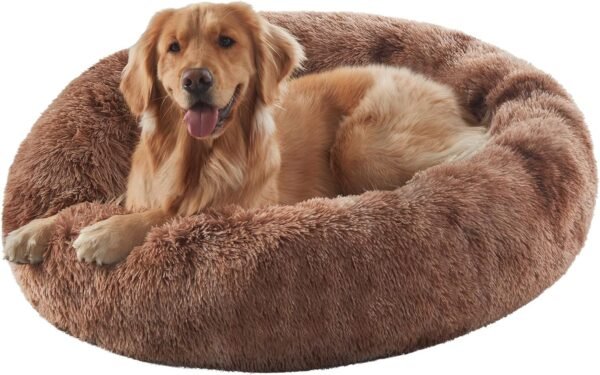 36 inches Donut Dog Bed for Large Dogs - Calming Fluffy Round Pet Bed with Removable & Washable Cover,Fits up to 80 lbs Pets