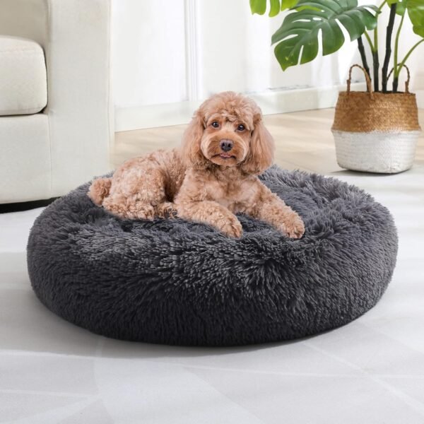 Dog & Cat Bed, Calming Anti-Anxiety Pet Bed for Small Dogs, Fluffy Donut Cushion for Small and Medium Pets