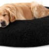 Dog & Cat Bed for Indoor Cats, 20in Calming Donut Bed for Puppy and Kitten, Washable Round Fluffy Pet Bed for Small Medium Dogs and Cats (Light Grey)