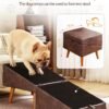 Dog Stairs for Small Dogs and Cats, Dog Ramp for Couch and Bed, Foldable 2-in-1 Wooden Pet Steps for Puppy, Split Ottoman Design（Brown）