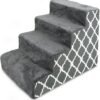 Dog Stairs & Steps - Foam Steps for Small Dogs & Cats, Non-Slip Indoor Balanced Pet Step Support, Dog Ramp, No Assembly, Ash Gray Linen, 2-Step (12-inch Height)