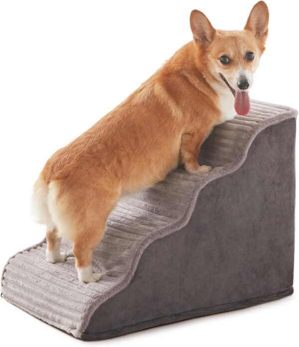 Dog Stairs for Small Dogs & Cats 15.7" H, High Density Foam Dog Steps Ramp for Couch Sofa and Chair, Pet Stairs with Non-Slip Bottom and Remove Washable Cover