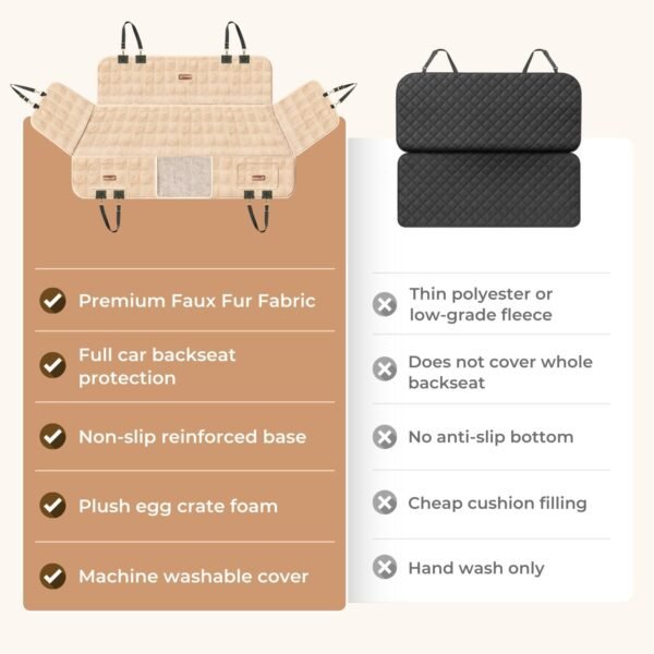 Luxurious Full Backseat Protector for Dogs with Calming Blanket - Waterproof Pet Hammock Machine Washable