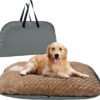 Foldable Travel Dog Bed, Outdoor Camping Dog Bag Bed Pet Pad with Carry Handles, Waterproof Pet Mattress Mat for Small, Medium, and Large Dogs Cats (Gray, 44x32x5 in)
