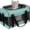 Cat Carrying Case Pet Dog Carrier Soft-Sided Cat Bag Airline Approved, Pet Travel Carrier Up to 15 Lbs, Collapsible Cats Carrier Dog Carrier for Medium Small Cats Dogs(17x11x11 Green)