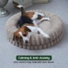 Luxury Donut Dog Bed, 30 Inches Round Dog Bed Medium Size Dogs Washable, Orthopedic Calming Dogs Bed for Pets with Anti-Slip Bottom, Oatmeal