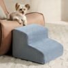 Dog Stairs for Small Dogs, 2-Steps Dog Ramp for Couch, Pet Stairs with Highly Supportive Foam and Non-Slip Bottom, Pet Steps for Cat & Doggie