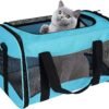 Cat Carrying Case Pet Dog Carrier Soft-Sided Cat Bag Airline Approved, Pet Travel Carrier Up to 15 Lbs, Collapsible Cats Carrier Dog Carrier for Medium Small Cats Dogs(17x11x11 Green)
