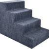Dog Stairs & Steps - Foam Steps for Small Dogs & Cats, Non-Slip Indoor Balanced Pet Step Support, Dog Ramp, No Assembly, Ash Gray Linen, 2-Step (12-inch Height)