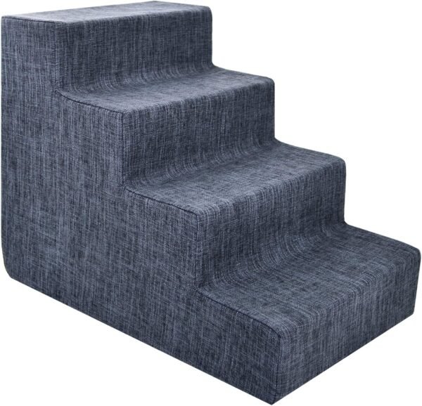 Dog Stairs & Steps - Foam Steps for Small Dogs & Cats, Non-Slip Indoor Balanced Pet Step Support, Dog Ramp, No Assembly, Ash Gray Linen, 2-Step (12-inch Height)