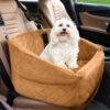 Dog Car Seat for Small Dogs,Detachable Washable Dog Booster Seat Under 30lbs, Pet Car Seat Travel Bed with Storage Pockets and Dog Safety Belt (Black/Grey)