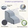 Dog Stairs for Small Dogs, 2-Steps Dog Ramp for Couch, Pet Stairs with Highly Supportive Foam and Non-Slip Bottom, Pet Steps for Cat & Doggie