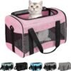 Cat Carrying Case Pet Dog Carrier Soft-Sided Cat Bag Airline Approved, Pet Travel Carrier Up to 15 Lbs, Collapsible Cats Carrier Dog Carrier for Medium Small Cats Dogs(17x11x11 Green)