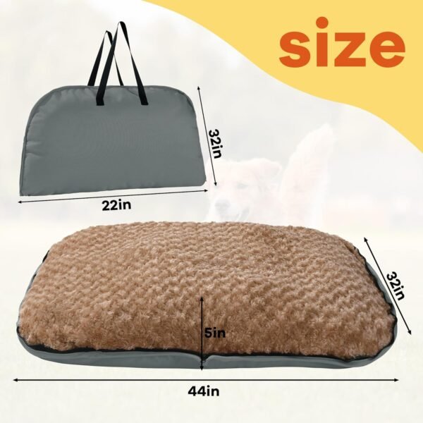 Foldable Travel Dog Bed, Outdoor Camping Dog Bag Bed Pet Pad with Carry Handles, Waterproof Pet Mattress Mat for Small, Medium, and Large Dogs Cats (Gray, 44x32x5 in)